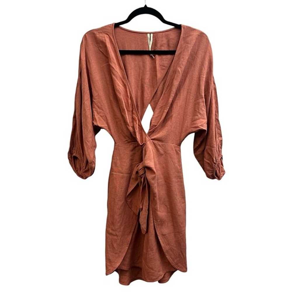 Anthropologie Puff Sleeve Wrap Mini Dress Dusty P… - image 2