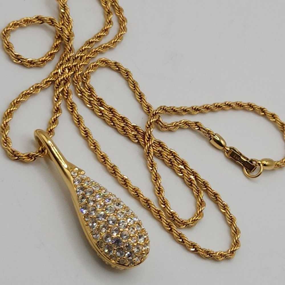 Vintage 1980s Swarovski Crystal Teardrop Necklace - image 1