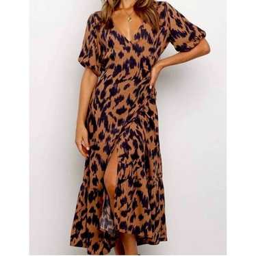 C+D+E Animal Print Wrap Dress Size XL