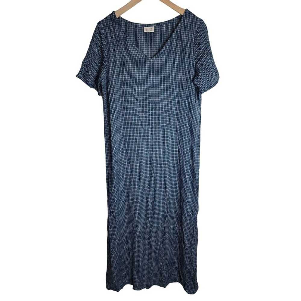 Eileen Fisher Maxi Short Sleeve Dress Size XL Blu… - image 1