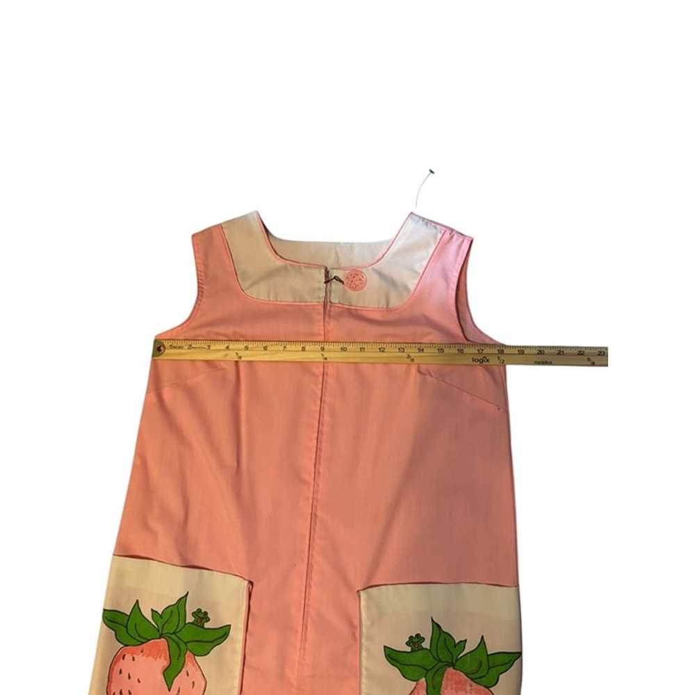 Vintage Pink Apron Dress With Strawberry Pockets … - image 5