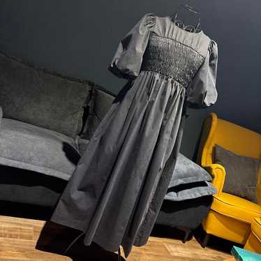 Short Sleeve Shirring Long Dress