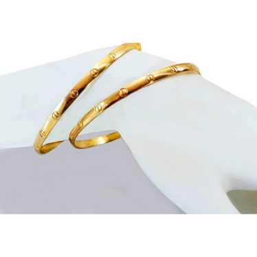 Vintage PAIR of Slip-on Bangles | Premium 14K Gol… - image 1