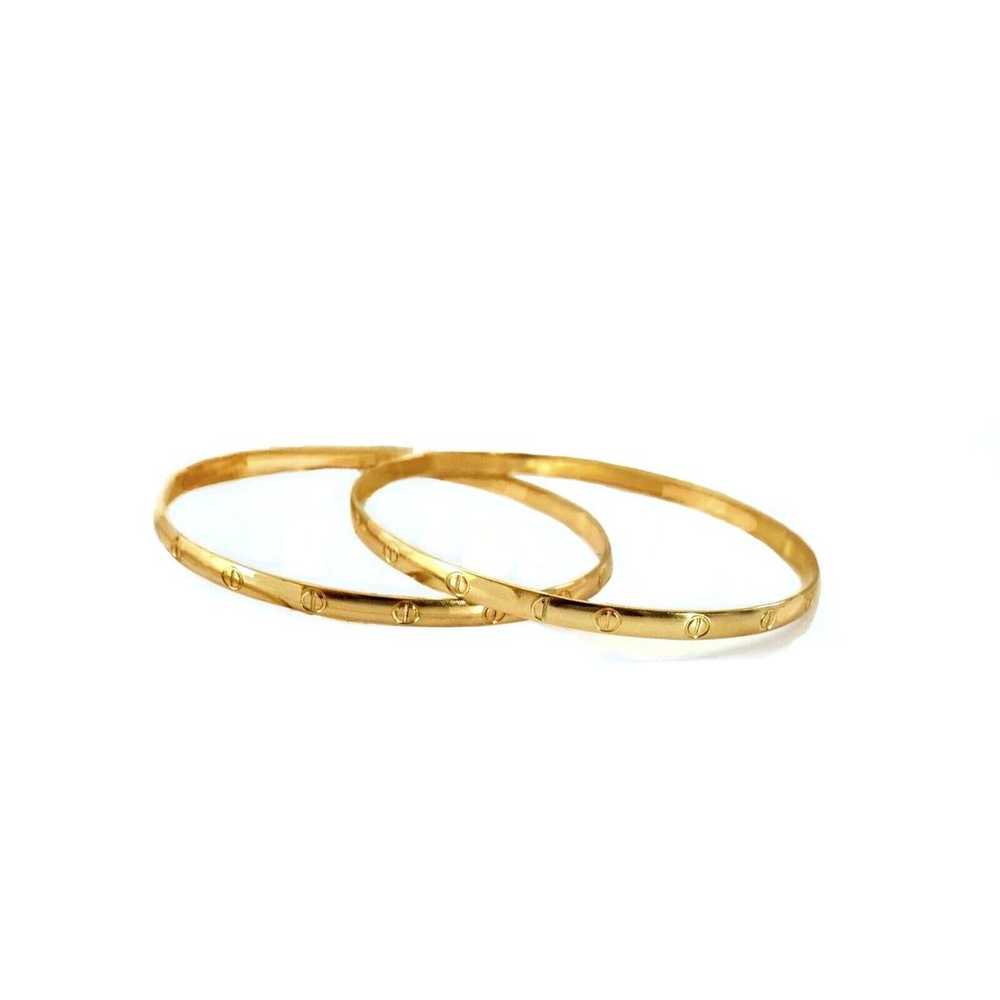 Vintage PAIR of Slip-on Bangles | Premium 14K Gol… - image 2