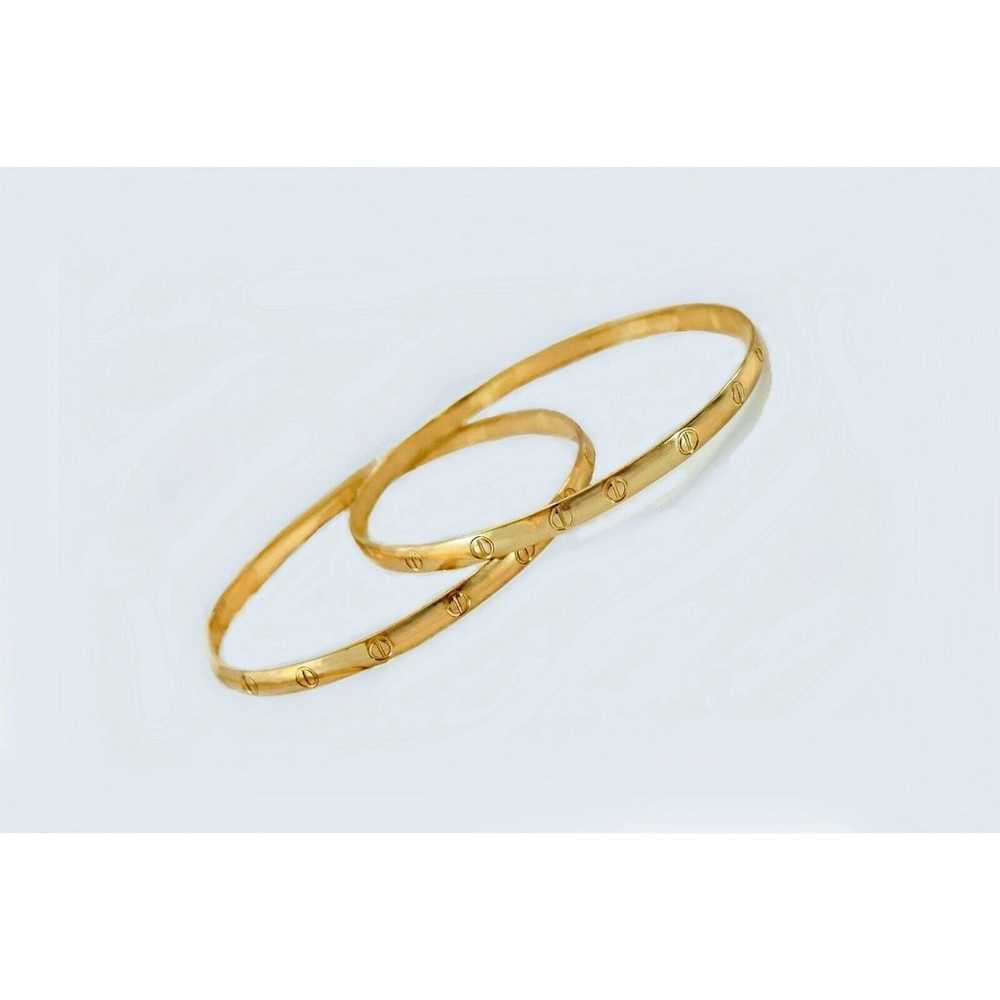 Vintage PAIR of Slip-on Bangles | Premium 14K Gol… - image 4