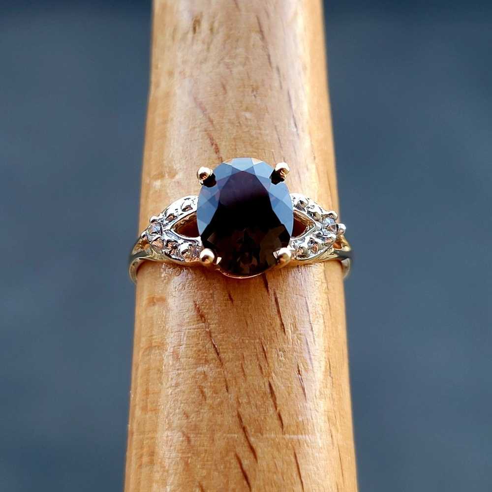 ❤️14k Size 7 Fancy Solid Yellow Gold Smoky Topaz … - image 8