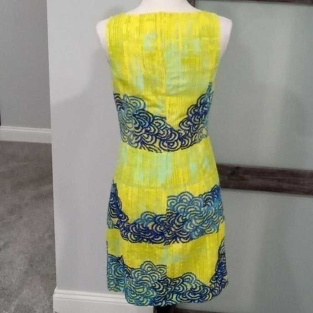 Tabitha Anthropologie neon azure scroll green & b… - image 3