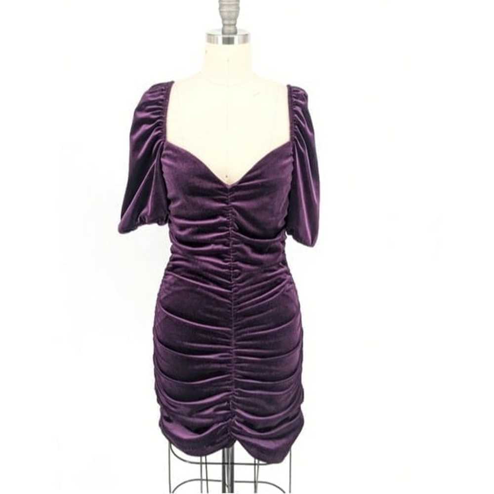 Lovers + Friend Ruched Velvet Mini Dress Purple S… - image 1