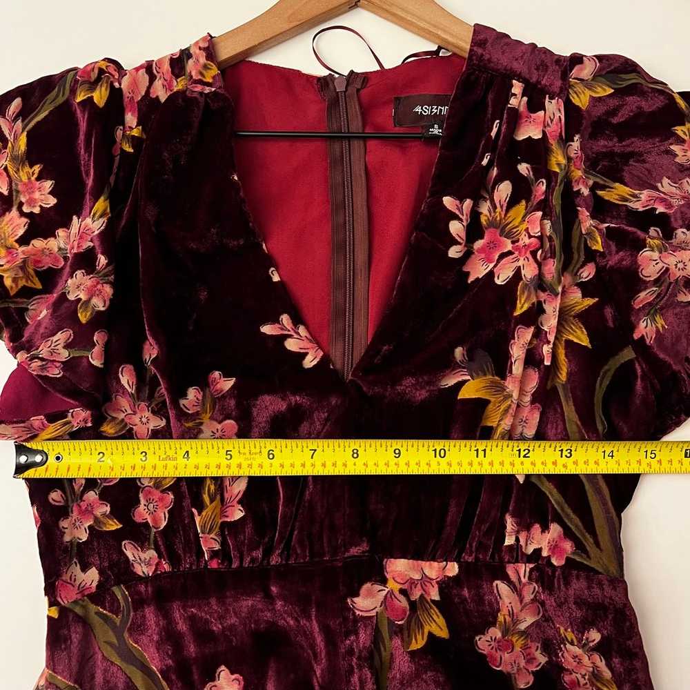 4SI3NNA burgundy Red Floral Burnout Velvet Maxi D… - image 6