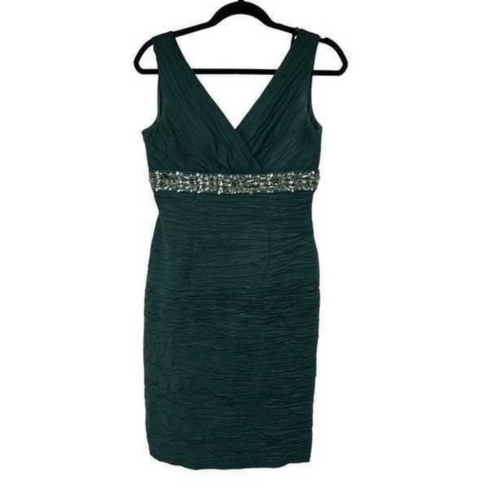 Eliza J Textured Beaded Waist Green Sleeveless Dr… - image 1