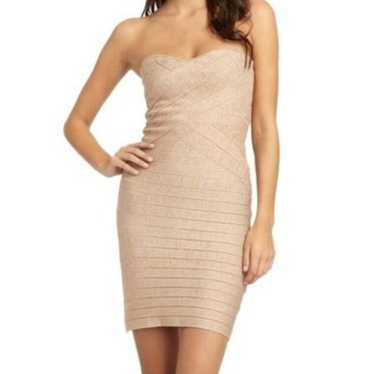 Stretta Peach Light Pink Metallic Bodycon Dress Si