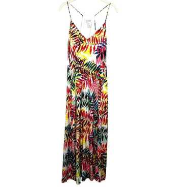 Nicole Miller Maxi Dress Palm Leaves Tropical Rac… - image 1