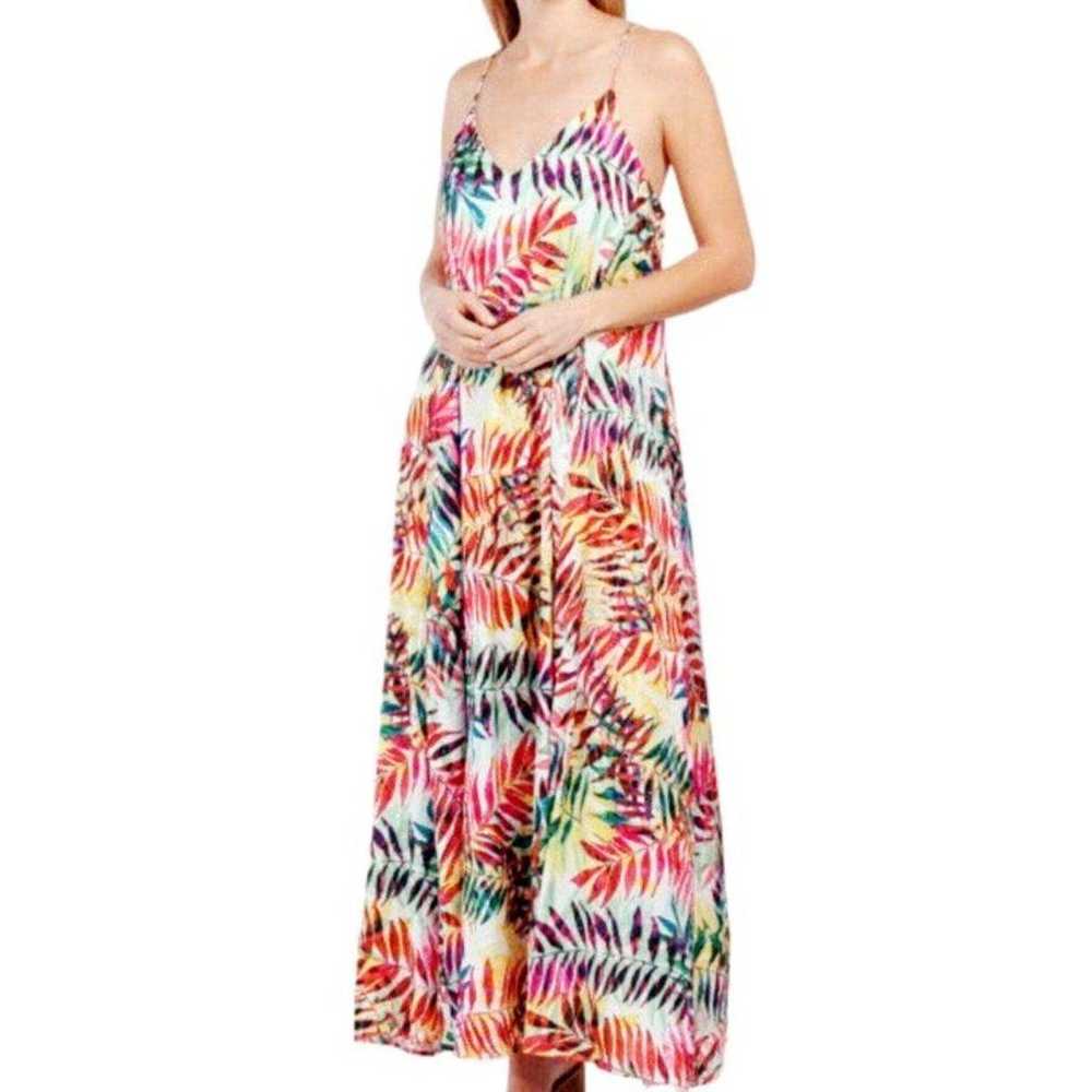 Nicole Miller Maxi Dress Palm Leaves Tropical Rac… - image 2