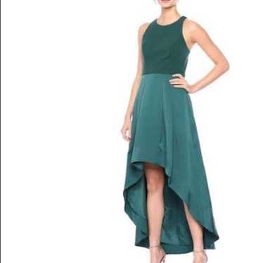 Eliza J hunter deep emerald green halter high low 