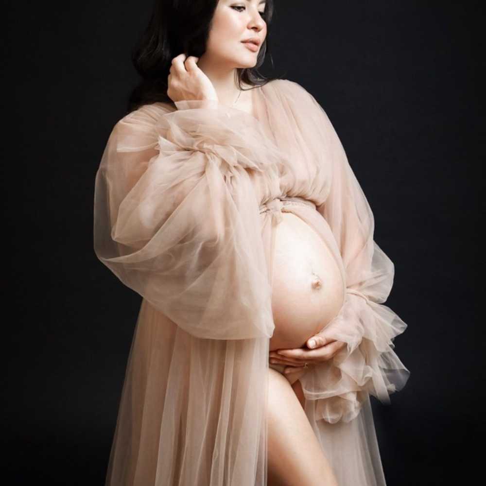 Tulle Maternity Dress, open front - image 1