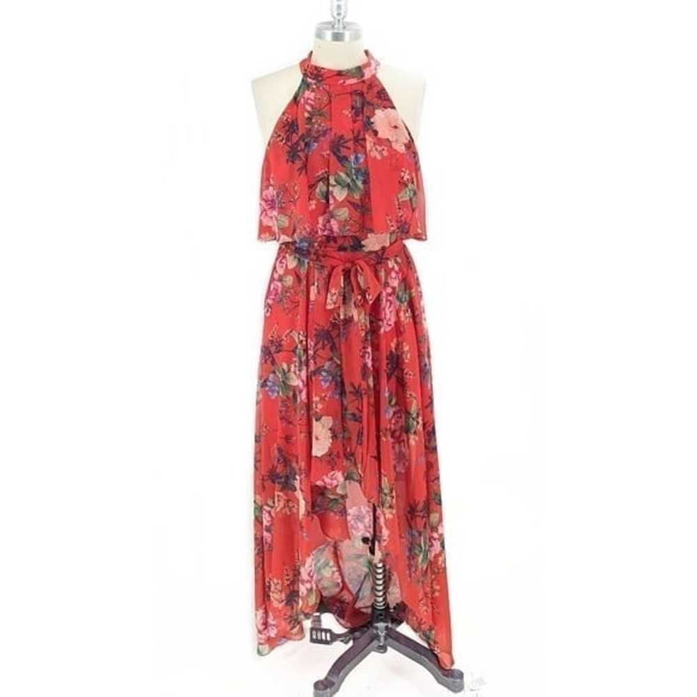 Eliza J Floral High Low Maxi Dress Red 8 wedding … - image 1