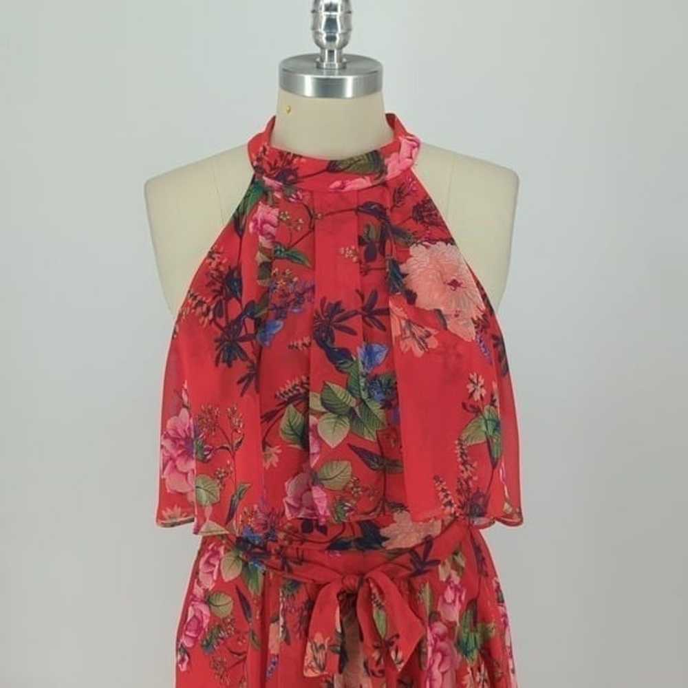 Eliza J Floral High Low Maxi Dress Red 8 wedding … - image 3