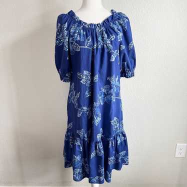 Hilo Hattie Dress Women's M Vintage Blue Floral H… - image 1