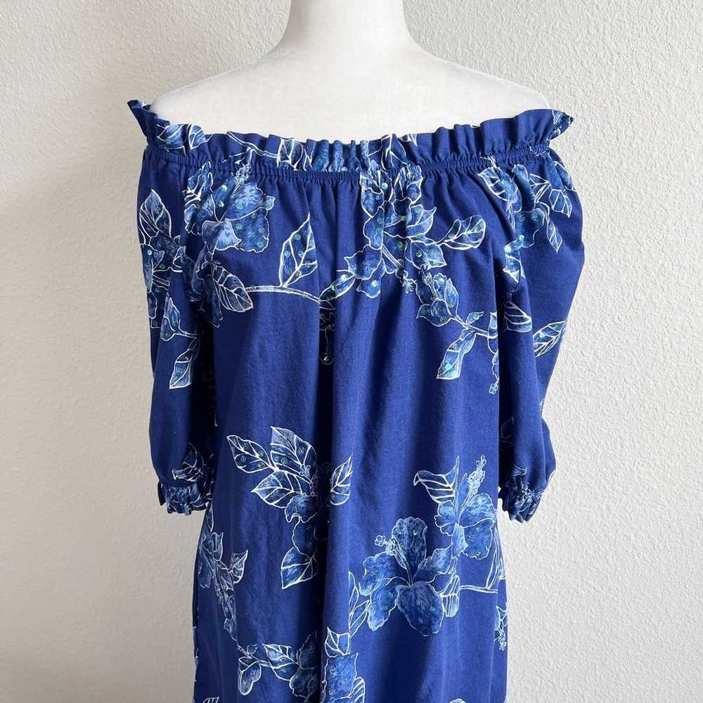 Hilo Hattie Dress Women's M Vintage Blue Floral H… - image 4