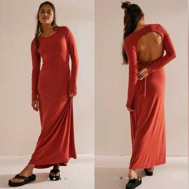 Free People Aubre Open-back Long Sleeve Maxi Chili