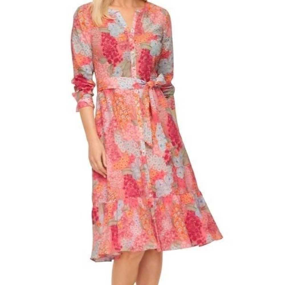 Talbots Shirt Dress Women's 14 Pink Retro Floral … - image 1