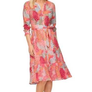 Talbots Shirt Dress Women's 14 Pink Retro Floral … - image 1