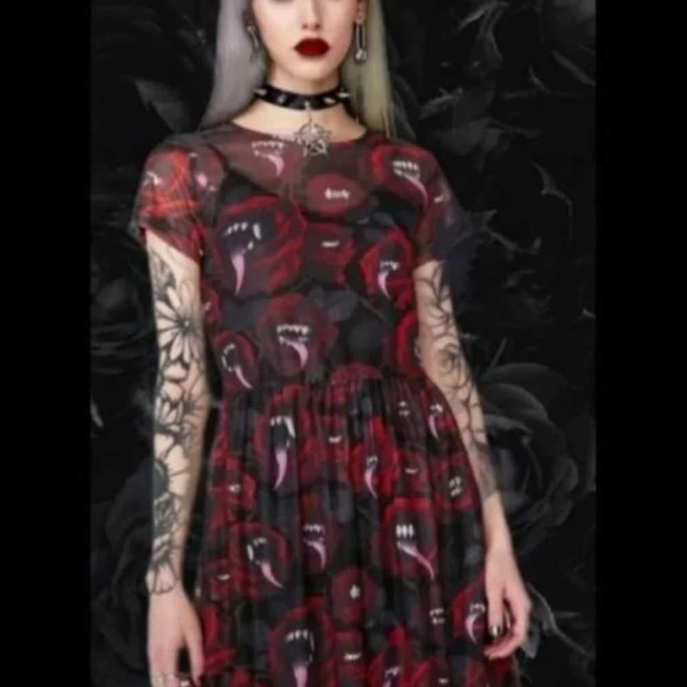 Killstar Mary Mesh Gothic Demon Rose Dress Hot To… - image 1