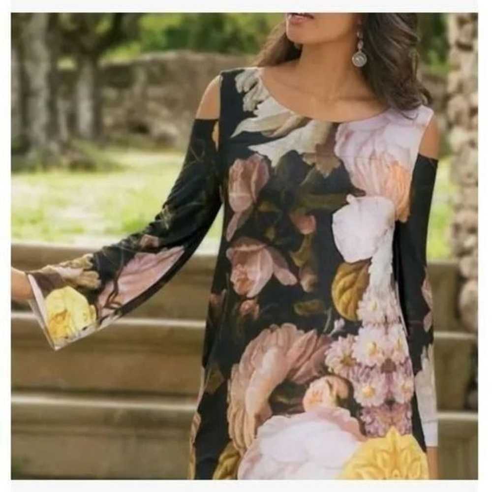 Soft Surroundings Women’s XL Black Floral Print O… - image 2