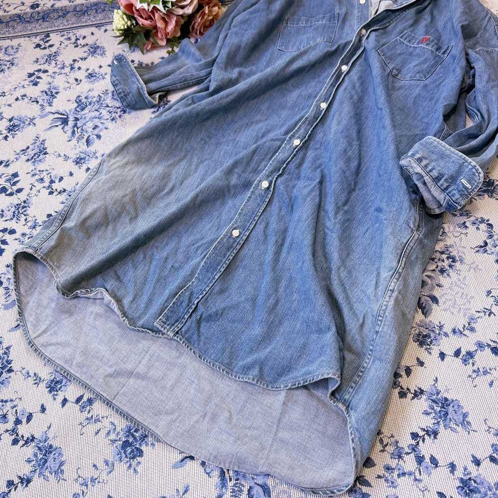 Jimflex Logo Embroidered Denim Shirt Long Dress I… - image 5