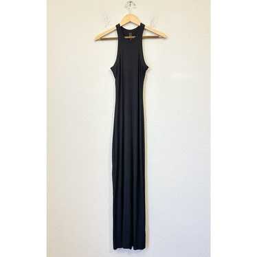 SKIMS Maxi Tank Dress Onyx Black Ribbed Knit Stre… - image 1