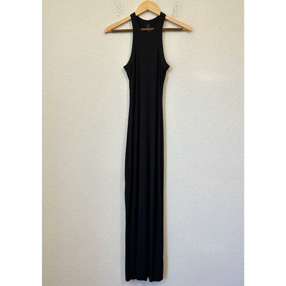 SKIMS Maxi Tank Dress Onyx Black Ribbed Knit Stre… - image 2