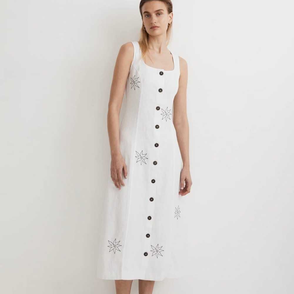 Madewell Button-Front Embroidered Midi Dress in 1… - image 1