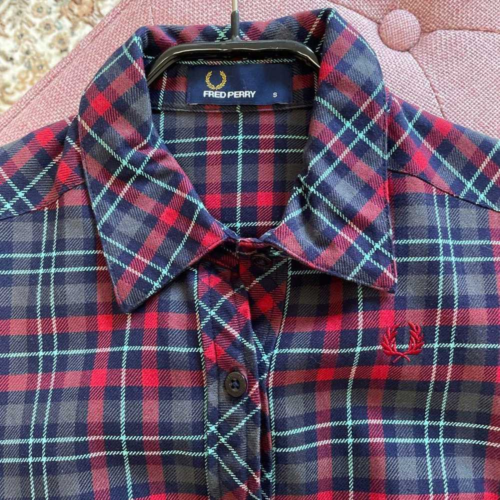 FRED PERRY Tartan Check Pattern Shirt Dress S - image 4