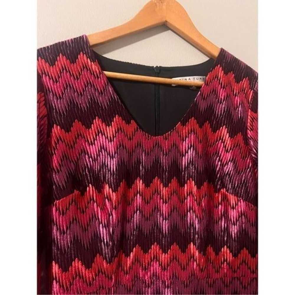 Trina Turk 4 Long Sleeve Texture Zig Zag Cocktail… - image 5