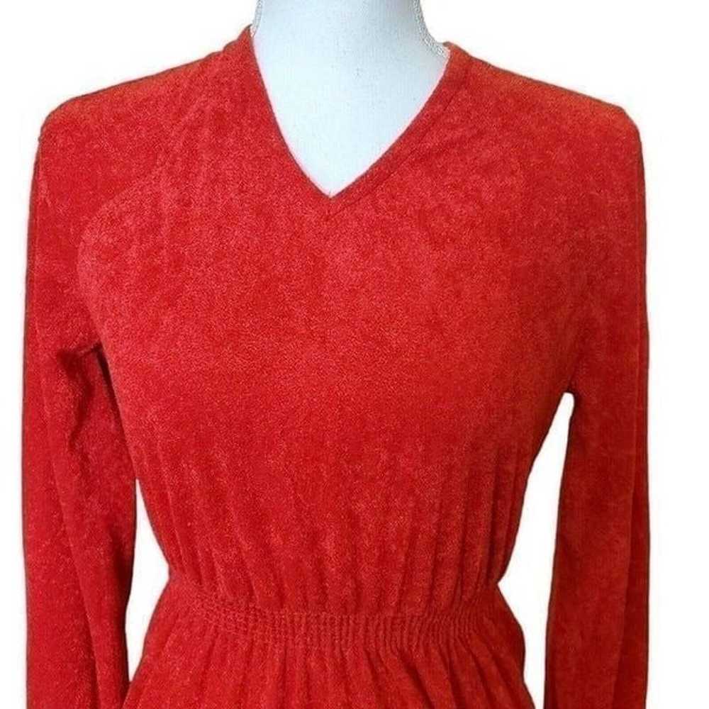 Vintage 70s 80s Red Terrycloth Pullover Casual Dr… - image 2