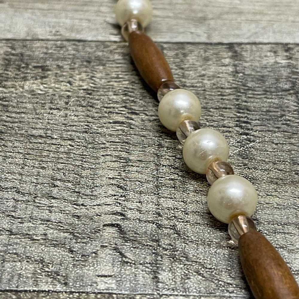 Vintage Pearl Style Beaded Necklace Jewelry Faux - image 3