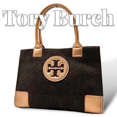 Tory Burch Wool Charcoal Brown Tote Bag 8665 - image 1