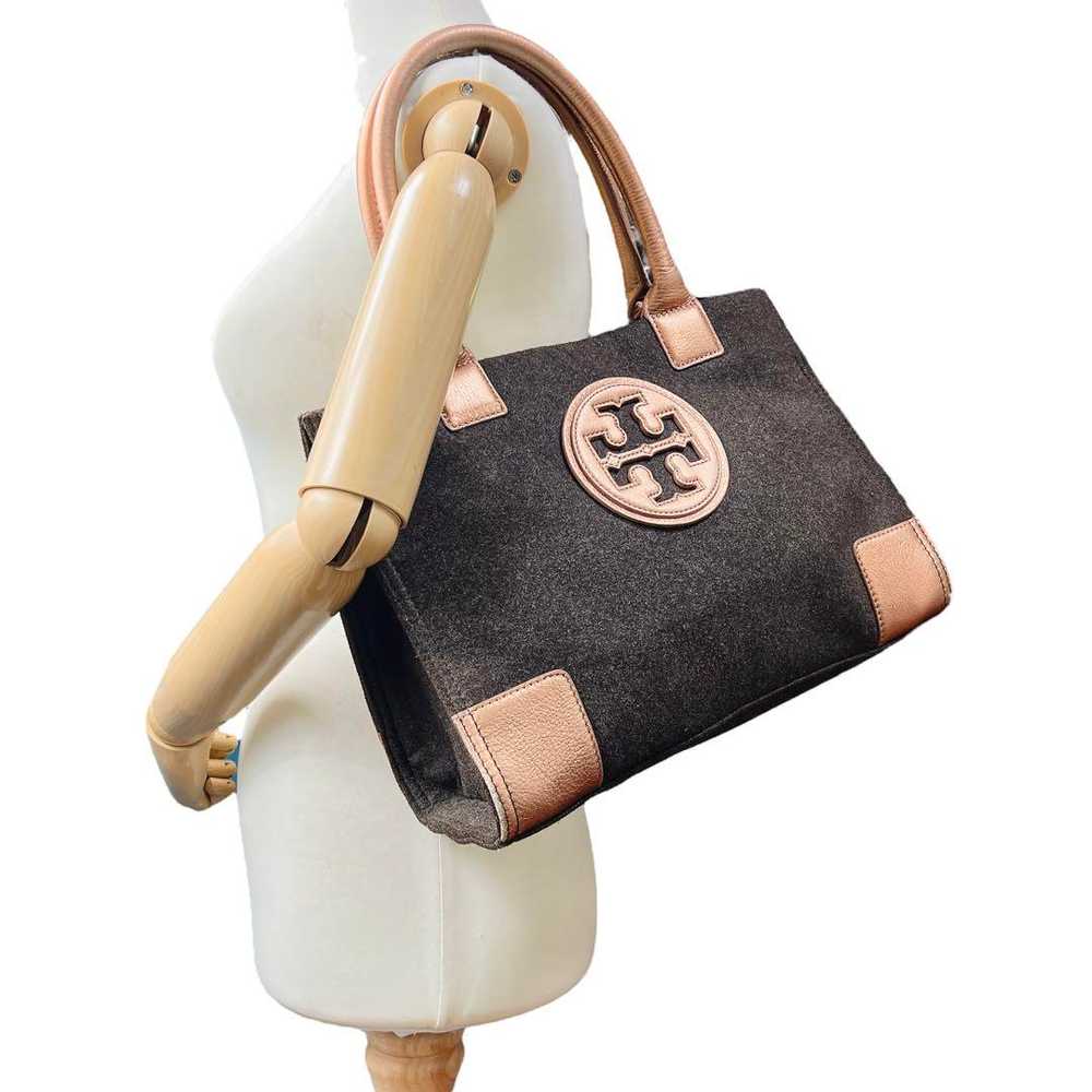 Tory Burch Wool Charcoal Brown Tote Bag 8665 - image 4