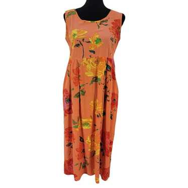 Jams World Dress Womens Medium Orange Floral Trop… - image 1