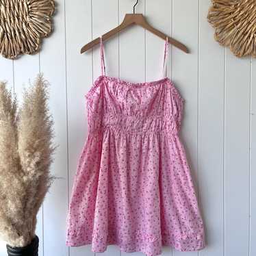 Free People mini dress ruffle pleated cotton