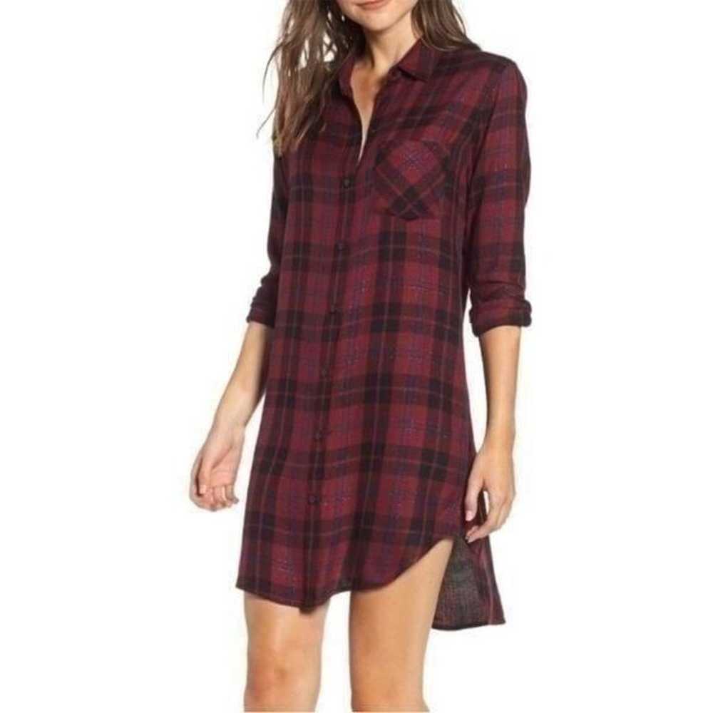 Rails Bianca Shirt Dress in Wine Navy Black Size S - image 1