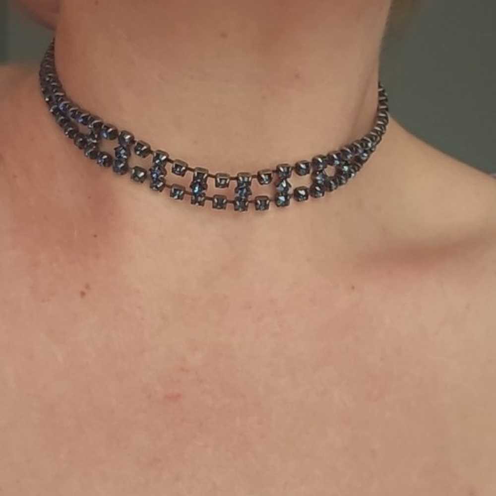 Robert Rose Blue "sapphire" Rhinestone Choker Nec… - image 1