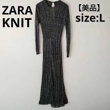 ZARA KNIT Shiny Knit Long Dress Black Size L