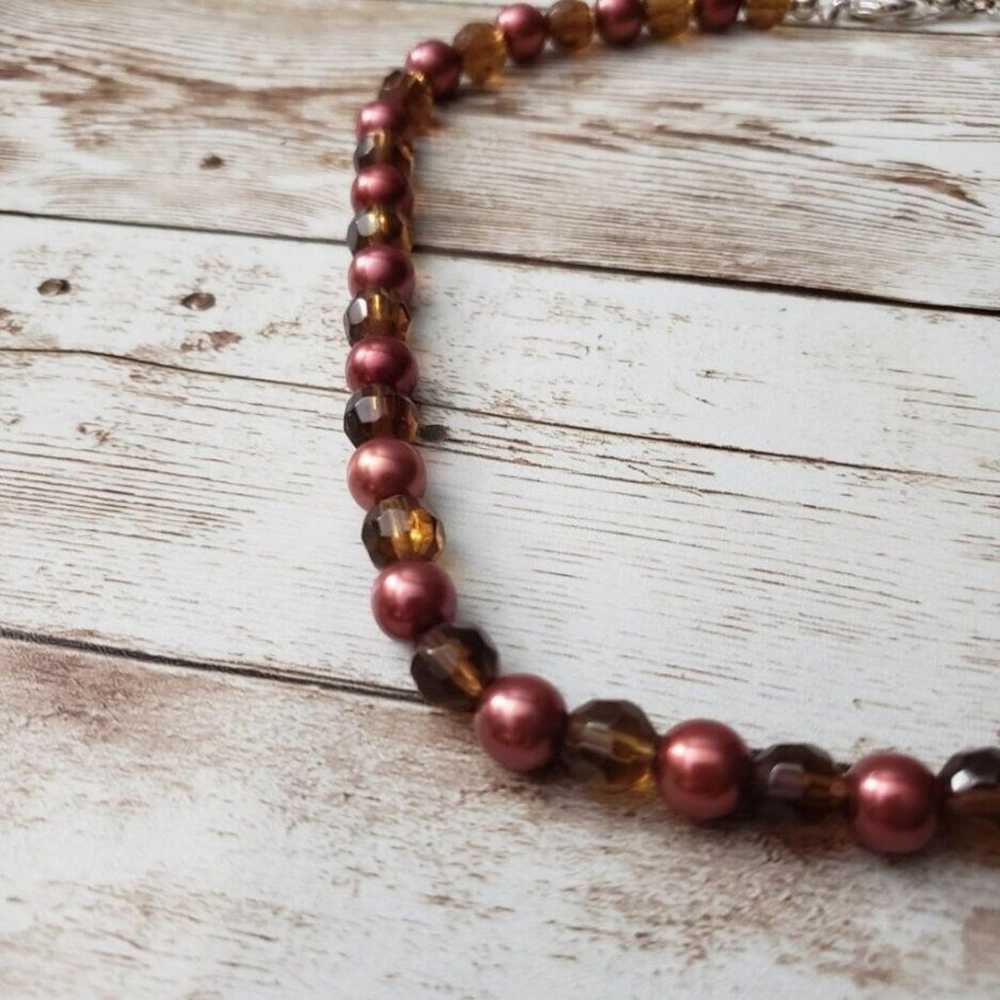 Vintage Necklace - Red & Orangey Brown Balls - image 3