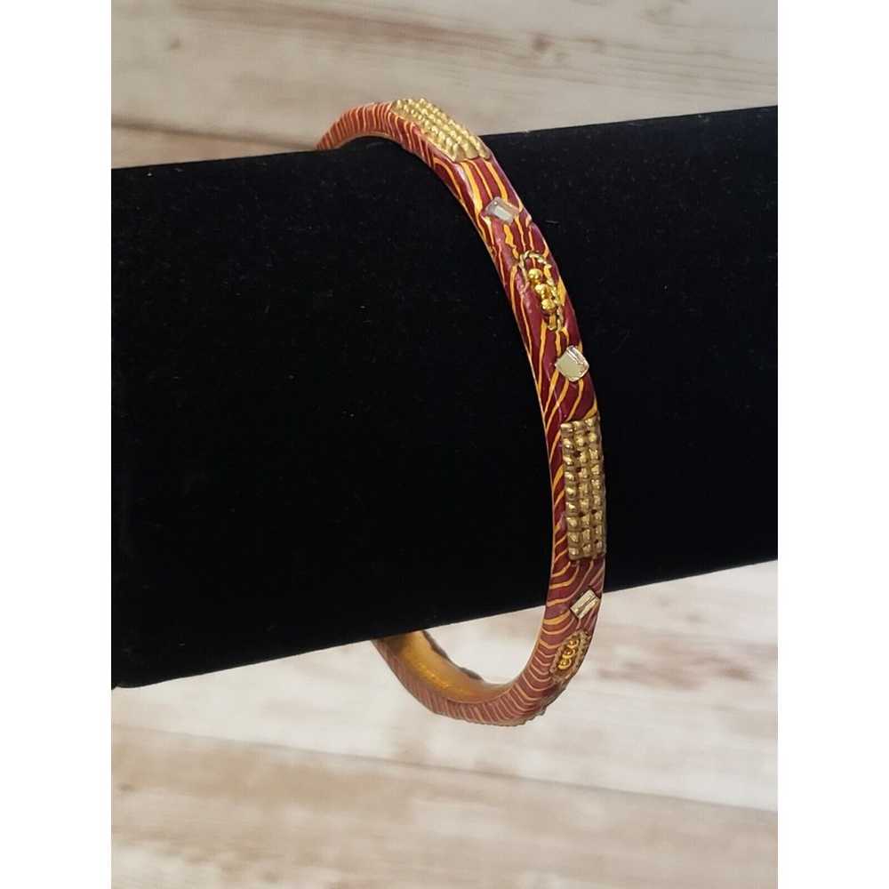 Vintage Bracelet / Bangle Red Brown Tone, Gold To… - image 1