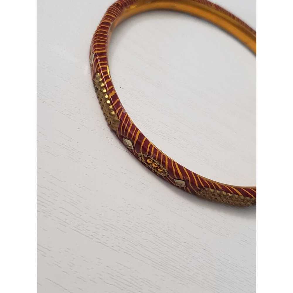 Vintage Bracelet / Bangle Red Brown Tone, Gold To… - image 7