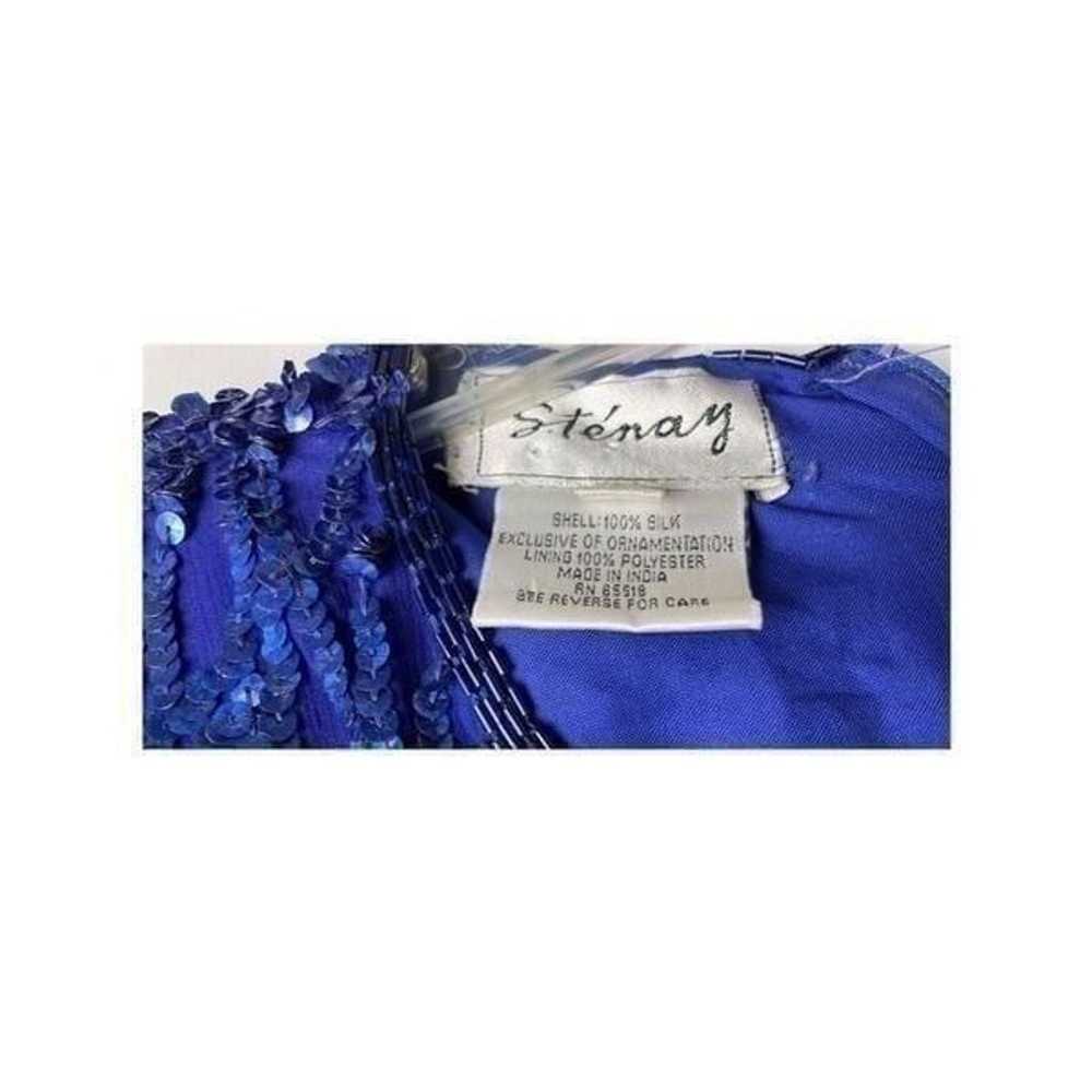 Vintage Blue Beaded Dress by Stenay Size 8 - image 3