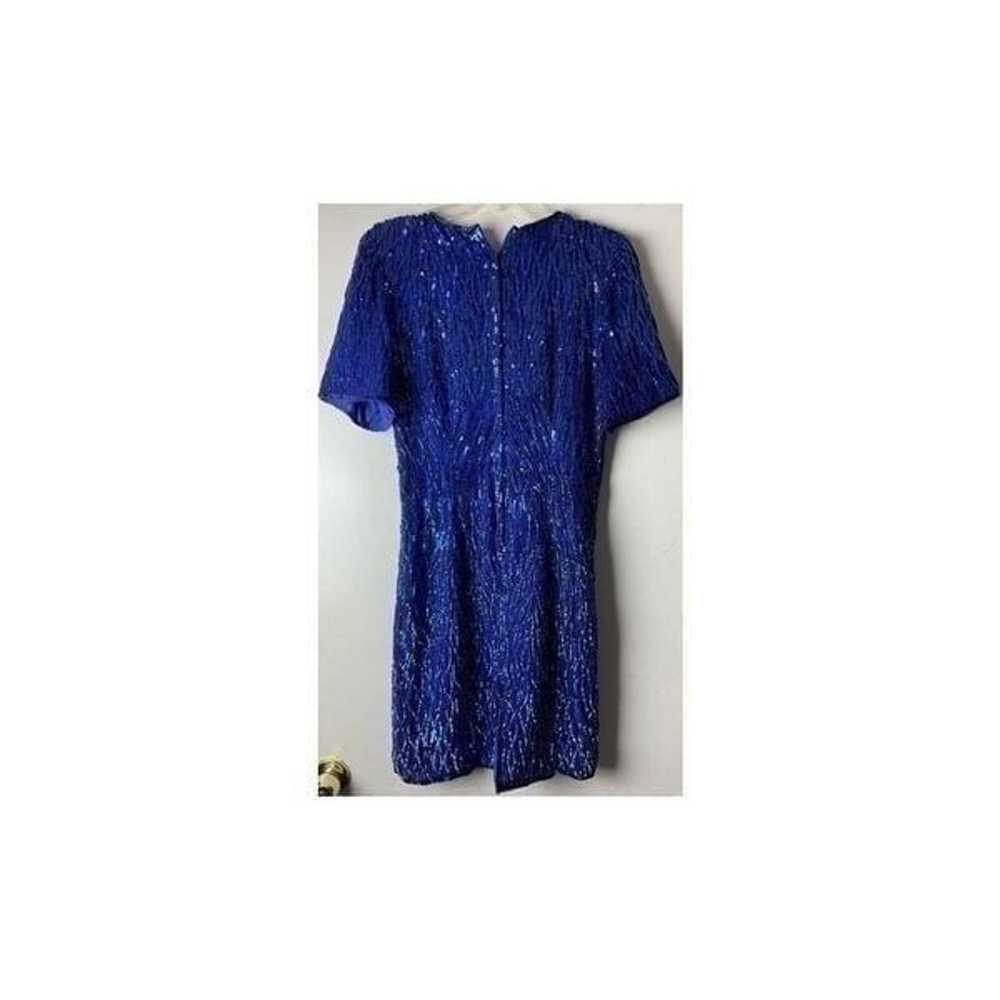 Vintage Blue Beaded Dress by Stenay Size 8 - image 4