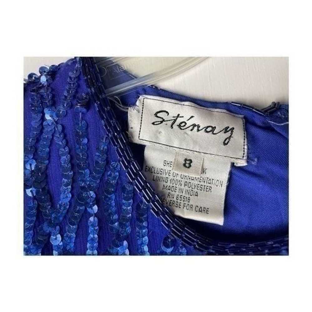 Vintage Blue Beaded Dress by Stenay Size 8 - image 6