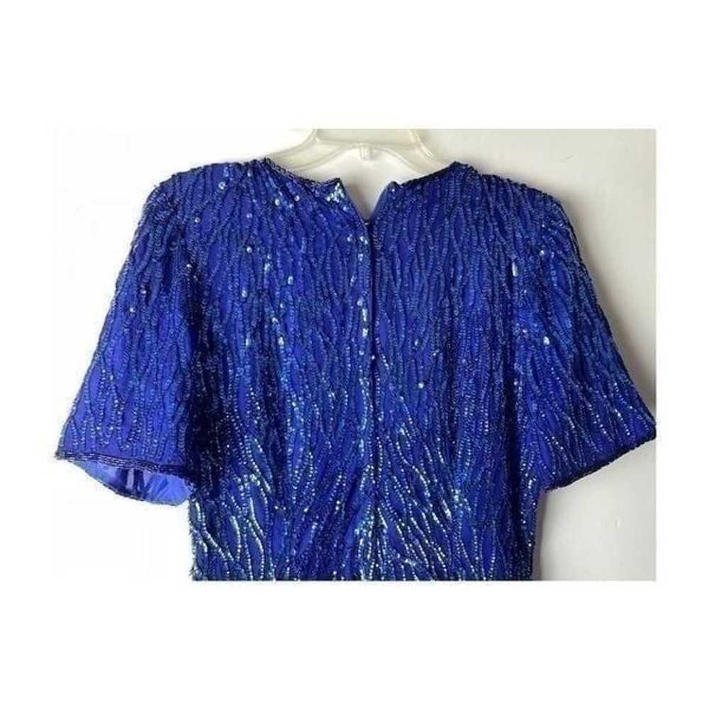 Vintage Blue Beaded Dress by Stenay Size 8 - image 8